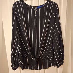 Apt. 9 Black and White Striped Blouse